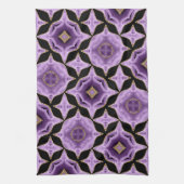 Ein lila Amethystgold und schwarz abstrakt Geschirrtuch (Vertikal)