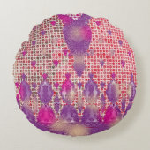 ein lila Hintergrund mit Punkten Rundes Kissen (Vorderseite)