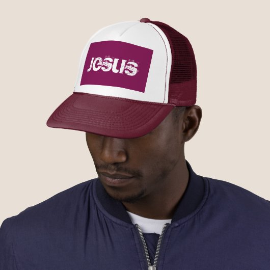 Ein Lila Jesus Trucker Hat Truckerkappe (Beispiel)