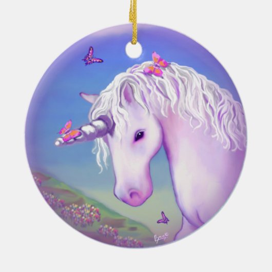 ein lila Paradies & Schnee Keramik Ornament (Hinten)