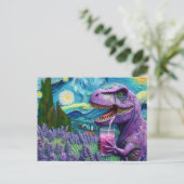 Ein lila T-Rex mit lavender-lemonade-Fantasie Postkarte (Stehend Vorderseite)