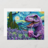 Ein lila T-Rex mit lavender-lemonade-Fantasie Postkarte (Vorne/Hinten)