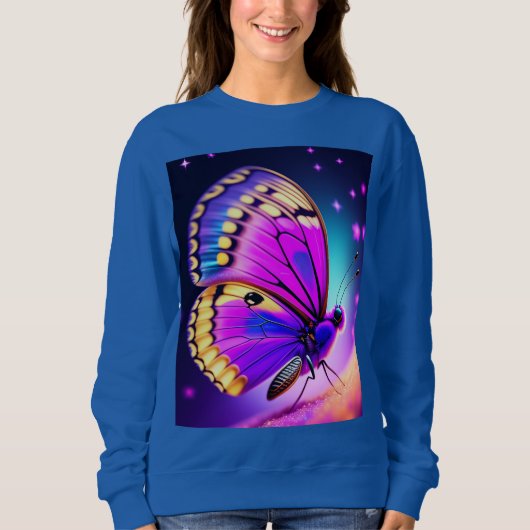 ein lila und rosa Schmetterling Sweatshirt (Vorderseite)