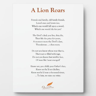 Ein Lion Roars Gedicht Fotoplatte