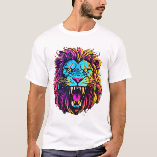 ein lionenwütendes Gesicht mit einer Schlange um i T-Shirt