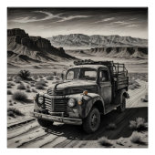 Ein LKW in einer Wüste Poster (Vorderseite)
