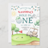 Ein Loch-in-Eins Golf-Einladung zum ersten Geburts Einladung (Vorderseite)