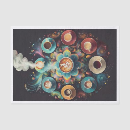 Ein Lotta Latte, ein bunter Kaffee Mandala Seidenpapier (Vorderseite)