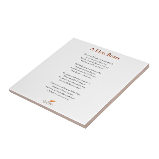 Ein Löwe brüllt Gedicht Fliese (Seite)