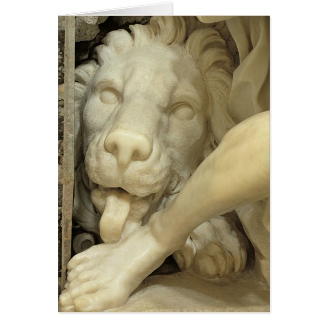 Ein Löwe, der den Fuß von Daniel leckt (Vorne)