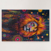 Ein Löwe durch einen psychedelischen Dschungel Puzzle (Horizontal)