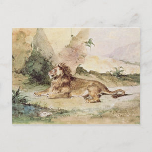 Ein Löwe in der Wüste, 1834 Postkarte