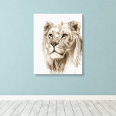 Ein Löwe - ohne Stolz, Zeichnend, Skizze Kunst Leinwanddruck (Insitu (Holzboden))