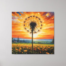 ein Löwenzahn in einem Feld von Blume Leinwanddruck