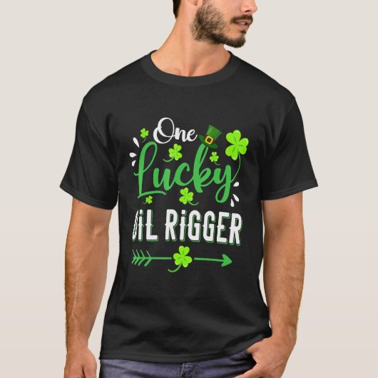 Ein Lucky Oil Rigger Kleeblatt Leprechaun Hat St P T-Shirt (Vorderseite)