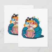 Ein lustiger Hamster mit Brille frisst Popcorn Begleitkarte (Vorne/Hinten)