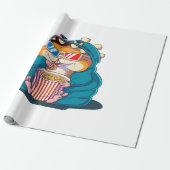 Ein lustiger Hamster mit Brille frisst Popcorn Geschenkpapier (Ungerollt)