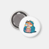 Ein lustiger Hamster mit Brille frisst Popcorn Magnet (Vorderseite/Rückseite)