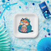 Ein lustiger Hamster mit Brille frisst Popcorn Pappteller (Party)