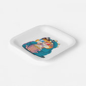 Ein lustiger Hamster mit Brille frisst Popcorn Pappteller (Gewinkelt)