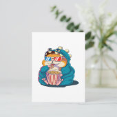 Ein lustiger Hamster mit Brille frisst Popcorn Postkarte (Stehend Vorderseite)