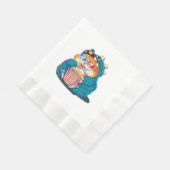 Ein lustiger Hamster mit Brille frisst Popcorn Serviette (Ecke)