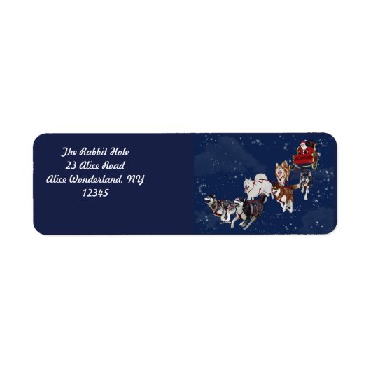 Ein lustiger Husky zieht den Schlitten des Weihnac (Vorne)