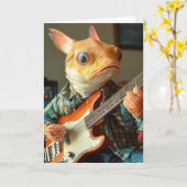 Ein lustiger Katfisch spielt Gitarrenfantasie Gebu Karte (Gelbe Blume)
