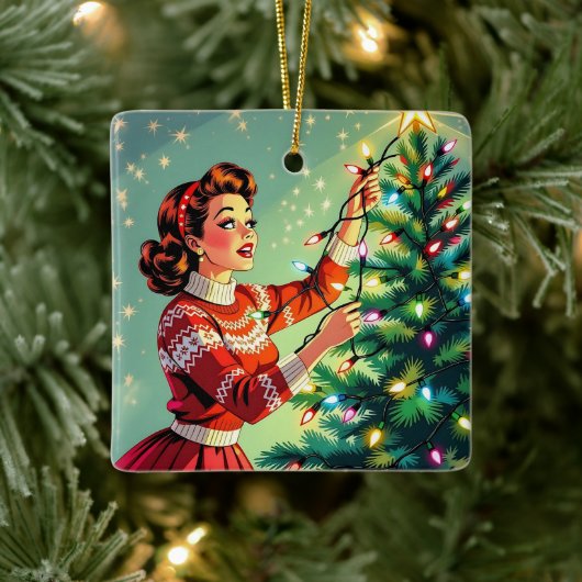 Ein lustiger sarkastischer und nostalgischer Retro Keramikornament (Baum)