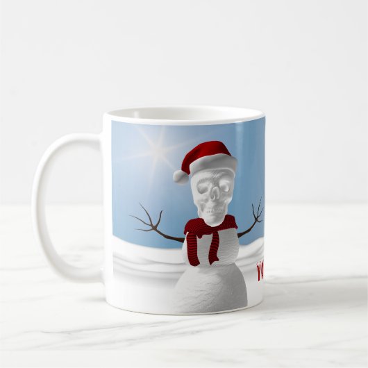 Ein lustiger Skull-Head Schneemann. Personalisiert Kaffeetasse (Links)