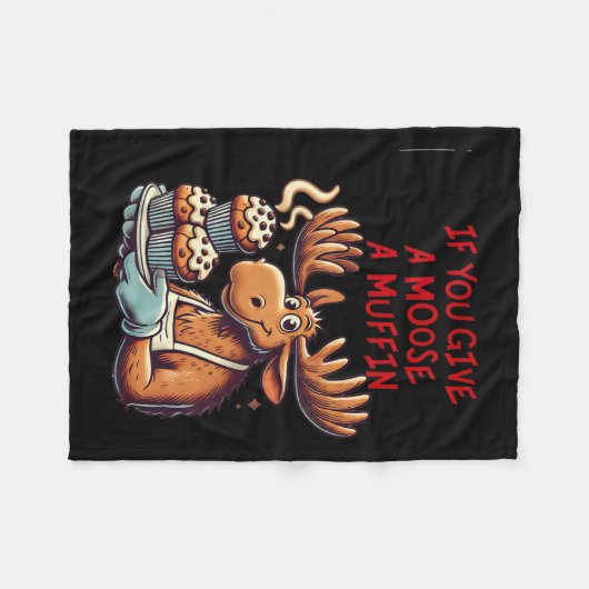 Ein lustiges Design, wenn ein Elch einen Muffi für Fleecedecke (Vorderseite (Horizontal))