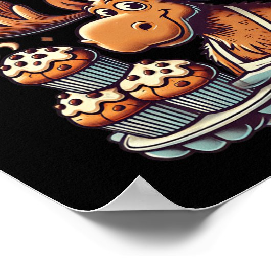 Ein lustiges Design, wenn ein Elch einen Muffi für Poster (Ecke)