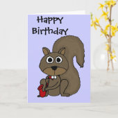 EIN lustiges Eichhörnchen, welches das Saxophon Karte (Gelbe Blume)