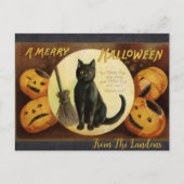 Ein lustiges Halloween Black Cat Custom Vintag Postkarte (Vorderseite)