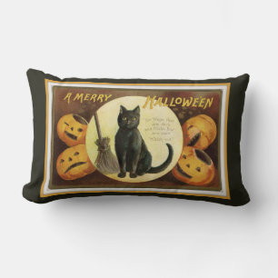 Ein lustiges Halloween Schwarze Katze und Kürbiski Lendenkissen