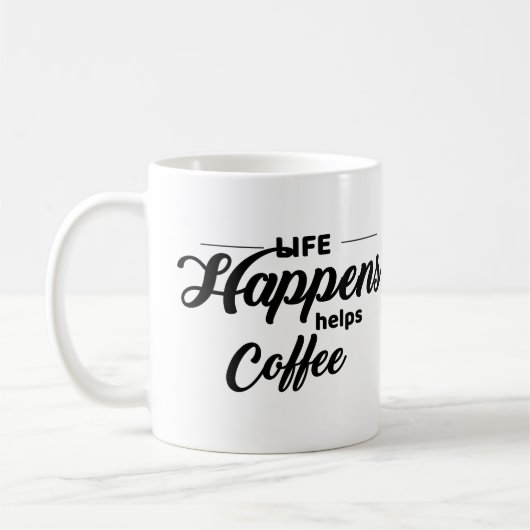 Ein lustiges Kaffeekonzept, das Leben, Kaffeehilfe Kaffeetasse (Links)