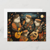 Ein lustiges Quartett bezaubernder Otter-Musiker Postkarte (Vorne/Hinten)