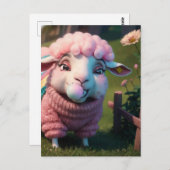 Ein lustiges Schaf in einem Pullover, das rosa Kau Postkarte (Vorne/Hinten)