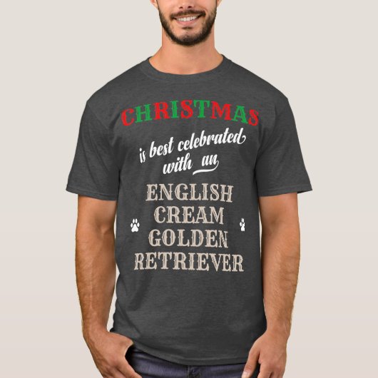 Ein lustiges Weihnachten Englisch Creme Golden Ret T-Shirt (Vorderseite)