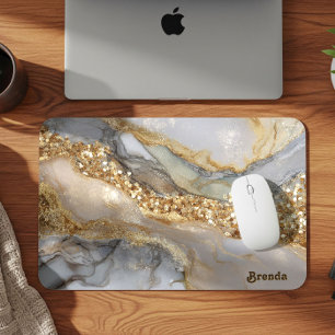 Ein luxuriöser goldener und weißer Marmorhintergru Mousepad