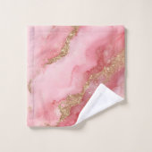 Ein luxuriöser rosa Marmorhintergrund Badhandtuch Set (Waschlappen)
