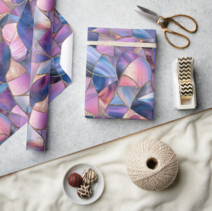 Ein luxuriöses violett getöntes Bleiglasmuster Geschenkpapier