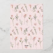 Ein Mädchen 1. Geburtstag Wildblume Foto Gold Folieneinladung (Rückseite)