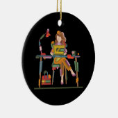 EIN MÄDCHEN ARBEITET IN LAPTOP 96 KERAMIK ORNAMENT (Rechts)