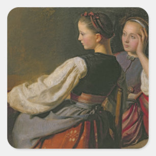 Ein Mädchen aus Probsteier, 1844 Quadratischer Aufkleber