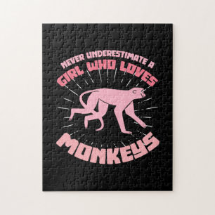Ein Mädchen, das Affen Liebe Puzzle