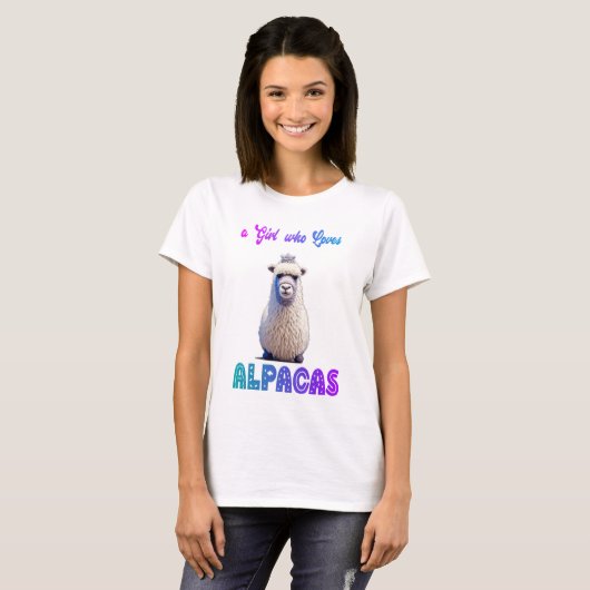 Ein Mädchen, das Alpacas mit Wolle Alpaca Liebe T-Shirt (Vorne ganz)