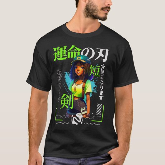 Ein Mädchen, das Anime Black Girl Game Lovers Lieb T-Shirt (Vorderseite)