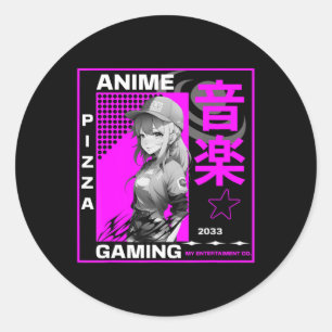 Ein Mädchen, das Anime Gaming Lieben Runder Aufkleber