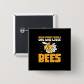 Ein Mädchen, das Bienen Liebe Button (Vorne & Hinten)